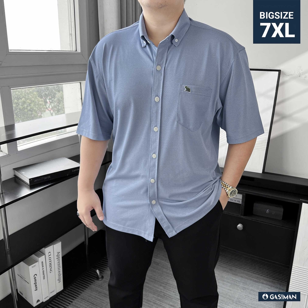 Áo Sơ mi Big size Flex Co giãn 4 chiều màu Xanh jean