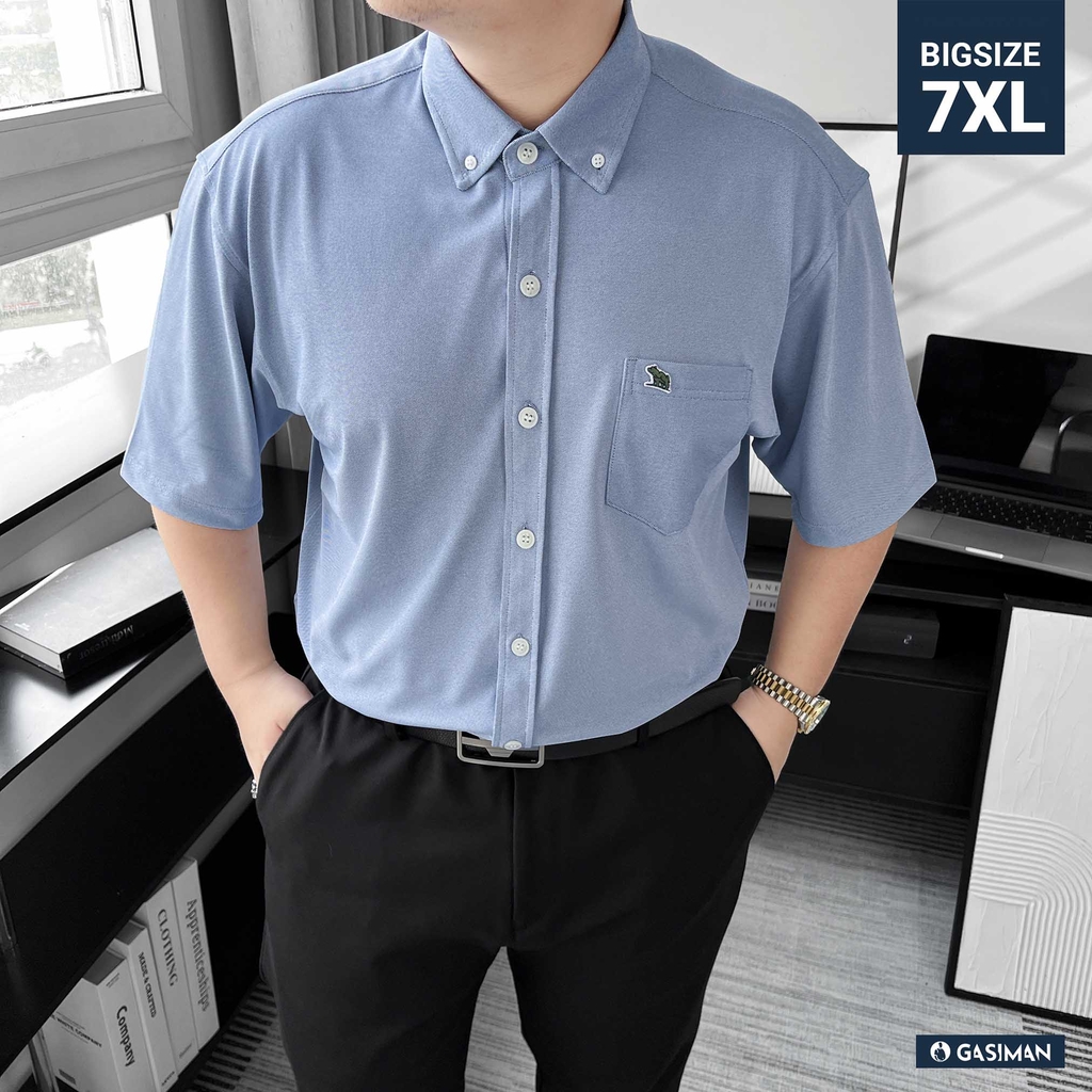 Áo Sơ mi Big size Flex Co giãn 4 chiều màu Xanh jean