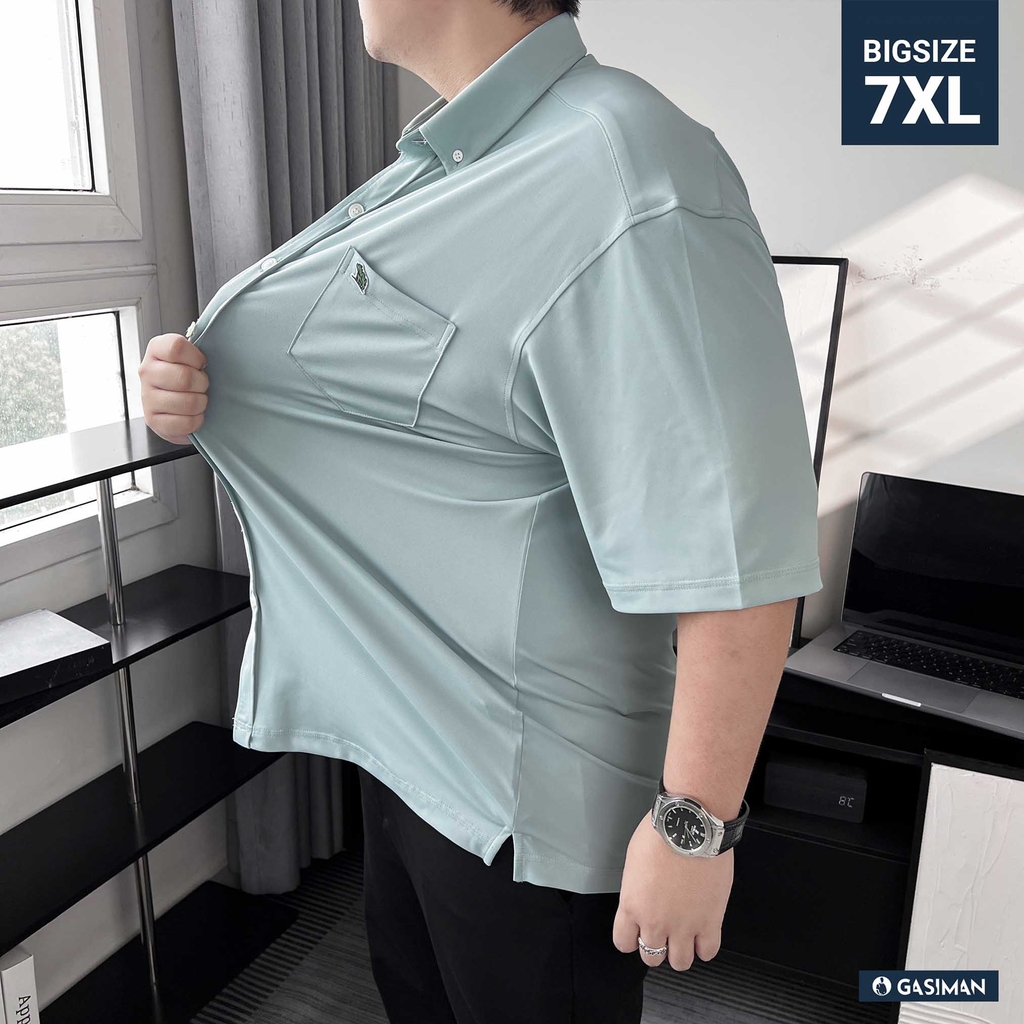 Áo Sơ mi Big size Flex Co giãn 4 chiều màu Xanh ngọc