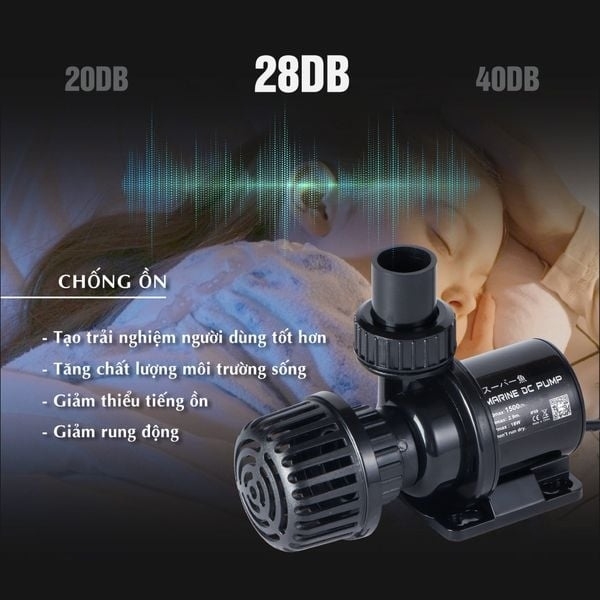 Máy bơm nước Marine DC, chống giật và chỉnh công suất cho hệ thống bể cá thủy sinh