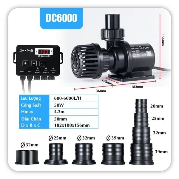 Máy bơm nước Marine DC, chống giật và chỉnh công suất cho hệ thống bể cá thủy sinh