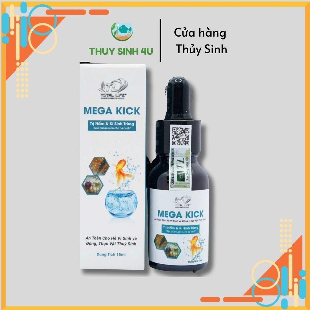 Mega Kick - trị Nấm trắng và ký sinh trùng cho cá cảnh