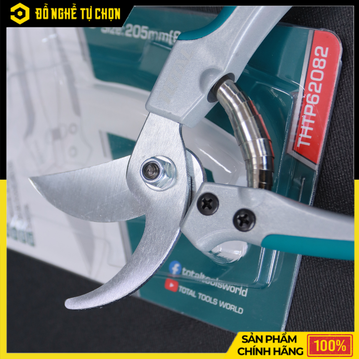 Kéo Cắt Tỉa Cành TOTAL THTP62082 – 8” (205mm) – Lưỡi Carbon Mạ Crôm – Tay Cầm Nhôm TPR – Bền Sắc, Cắt Êm Tay – Hàng Chính Hãng Có VAT