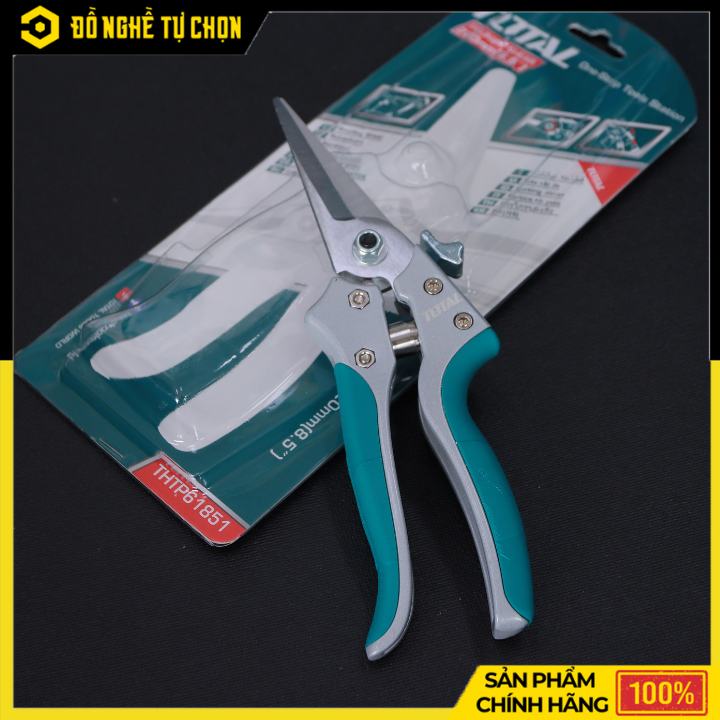 Kéo Cắt Tỉa Cành TOTAL THTP61851 – 8.5” (220mm) – Lưỡi Thép Carbon Mạ Crôm – Tay Cầm Nhôm Bọc TPR – Bền Bén, Cắt Êm Tay - Hàng Chính Hãng, Có VAT