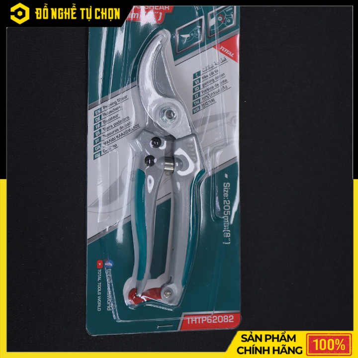Kéo Cắt Tỉa Cành TOTAL THTP62082 – 8” (205mm) – Lưỡi Carbon Mạ Crôm – Tay Cầm Nhôm TPR – Bền Sắc, Cắt Êm Tay – Hàng Chính Hãng Có VAT
