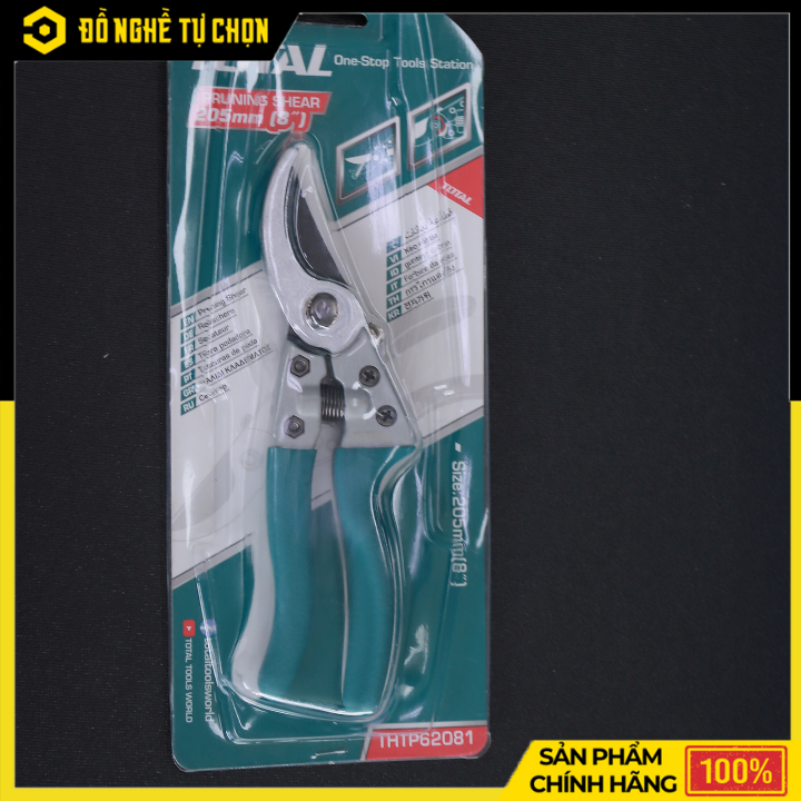 Kéo Cắt Tỉa Cành TOTAL THTP62081 – 8” (205mm) – Lưỡi Thép Carbon Sắc Bén – Tay Cầm Nhôm Bọc PVC – Hàng Chính Hãng Có VAT