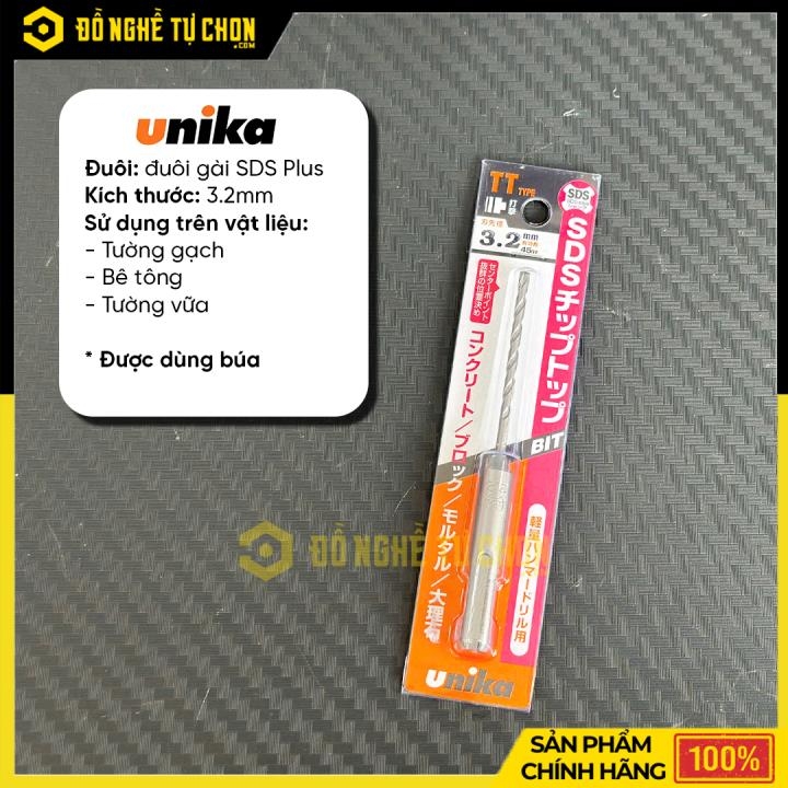 Mũi khoan bê tông UNIKA TT3.2x110 – Mũi thép CRV siêu bền, khoan chính xác, chuẩn Nhật Bản- Hàng Chính Hãng, Có VAT