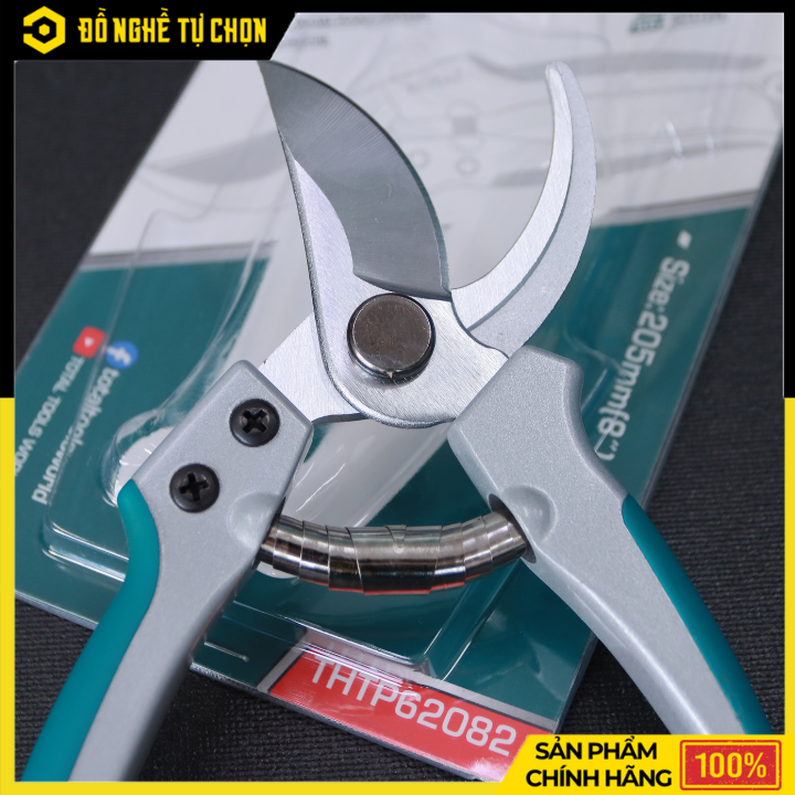 Kéo Cắt Tỉa Cành TOTAL THTP62082 – 8” (205mm) – Lưỡi Carbon Mạ Crôm – Tay Cầm Nhôm TPR – Bền Sắc, Cắt Êm Tay – Hàng Chính Hãng Có VAT