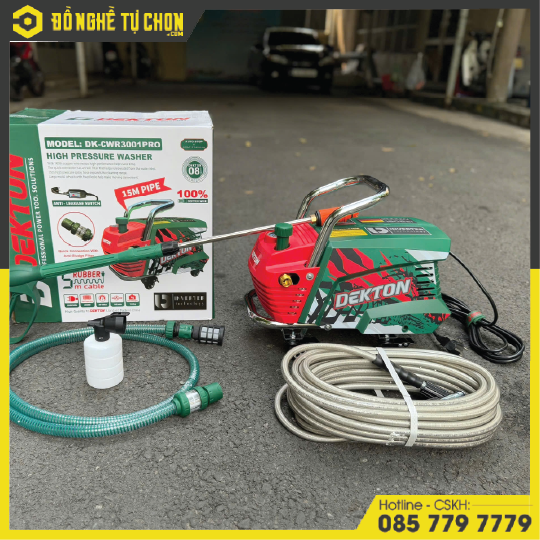 Máy xịt rửa xe (Máy phun bắn tia nước áp lực cao), hiệu DEKTON, Model: DK-CWR3001PRO
