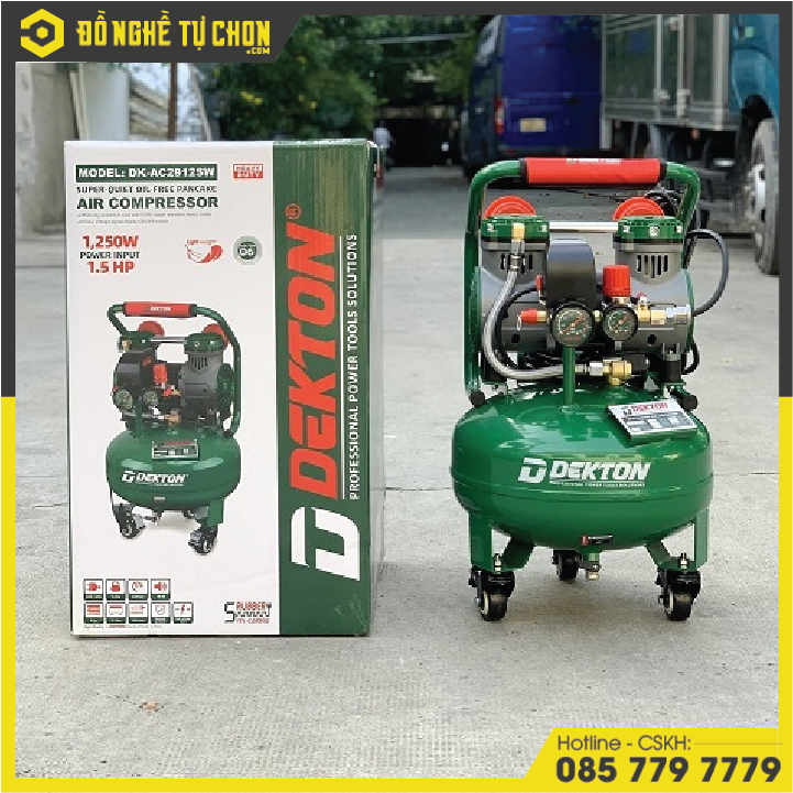 Máy Nén Khí DEKTON DK-AC2912SW 1.5HP – Bình 12L – Lưu Lượng 120L/Phút – Độ Ồn Thấp 60dB – Hàng Chính Hãng Có VAT