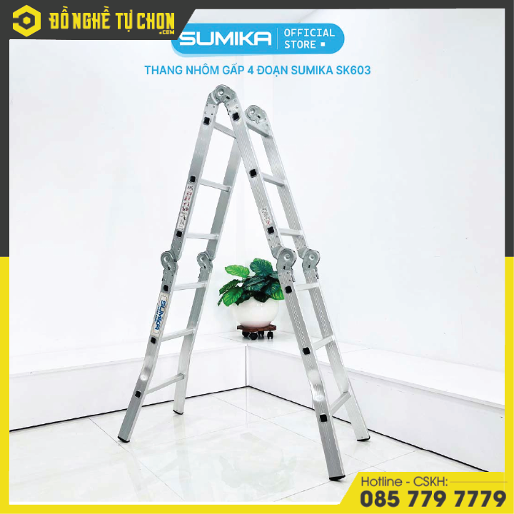 Thang Nhôm Gấp Đa Năng 4 Đoạn - 12 Bậc Sumika SK603