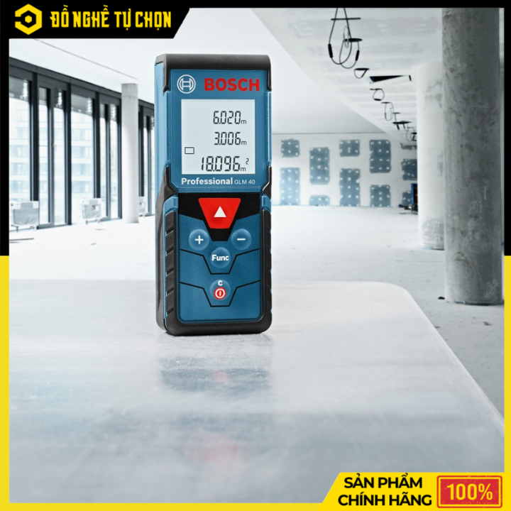 Máy đo khoảng cách laser Bosch GLM 40-12 (Tia đỏ) – Gọn nhẹ, Chính xác, Đa năng cho mọi công trình