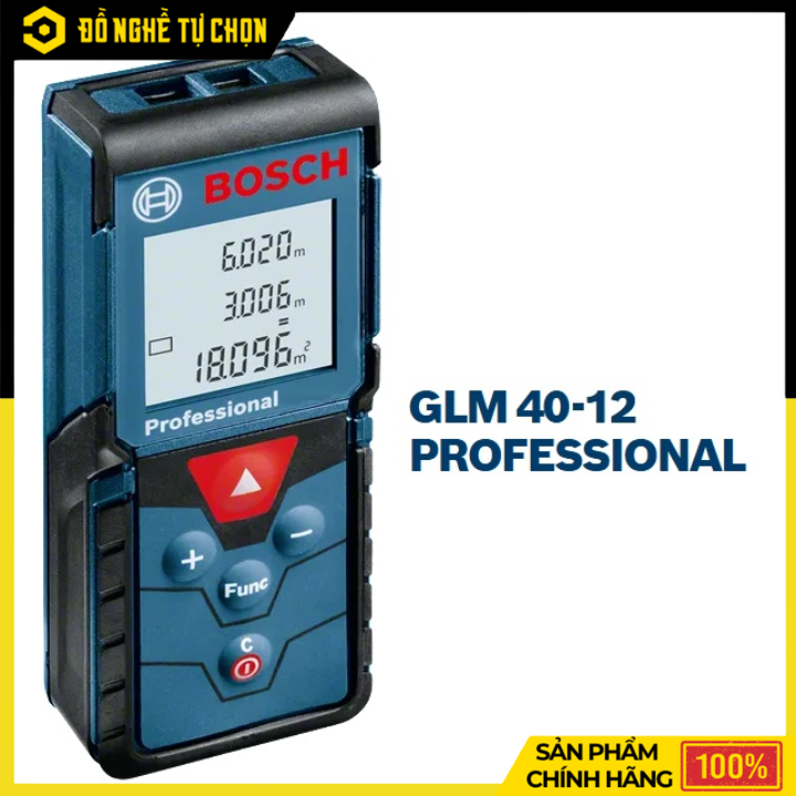 Máy đo khoảng cách laser Bosch GLM 40-12 (Tia đỏ) – Gọn nhẹ, Chính xác, Đa năng cho mọi công trình