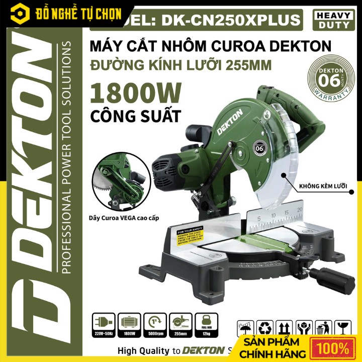 Máy Cắt Nhôm Dây Curoa Dekton DK-CN250XPLUS – 1800W – Cắt Góc 45° – Vận Hành Êm Ái – Hàng Chính Hãng Có VAT