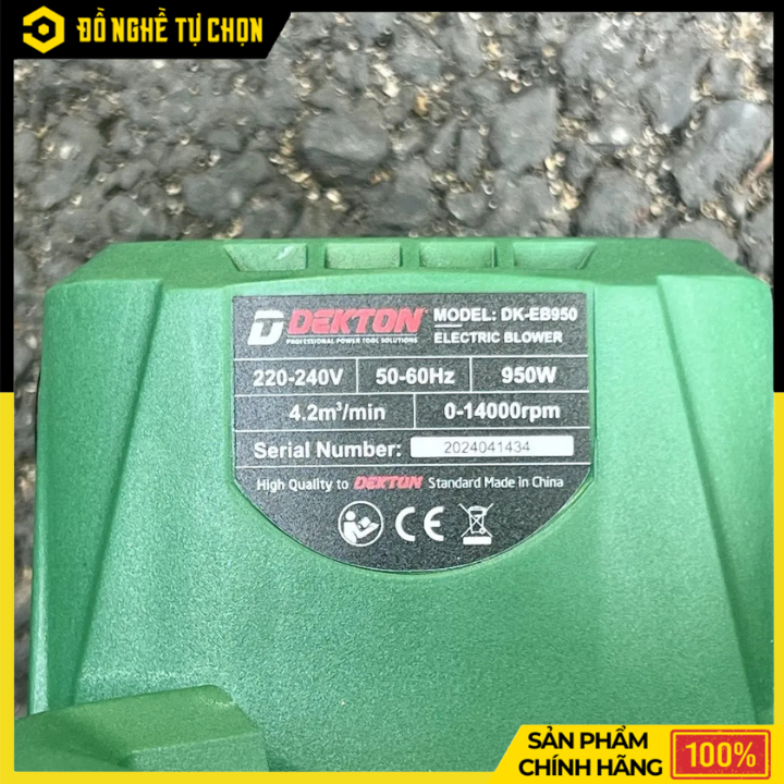 Dụng cụ cầm tay hoạt động bằng động cơ điện: Máy thổi bụi (khí) hiệu DEKTON; Model: DK-EB950, công suất: 950W