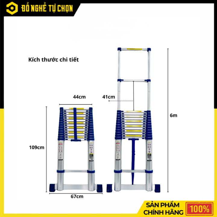 Thang Nhôm Rút Đơn Sumika SKB600 Cao 6m – Siêu Cao, Chắc Chắn, Gọn Nhẹ, An Toàn Khi Sử Dụng | Hàng Chính Hãng, Có VAT