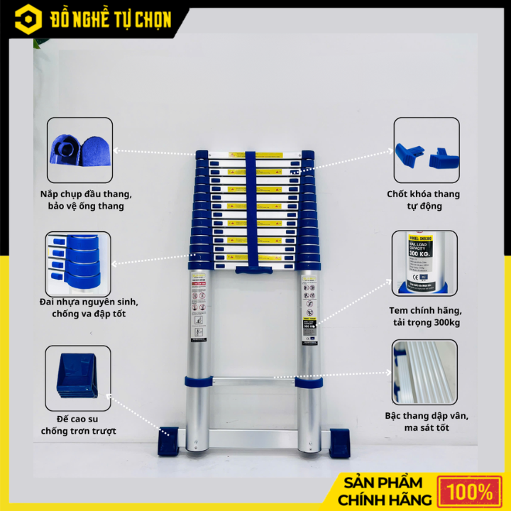 Thang Nhôm Rút Đơn Sumika SKB600 Cao 6m – Siêu Cao, Chắc Chắn, Gọn Nhẹ, An Toàn Khi Sử Dụng | Hàng Chính Hãng, Có VAT