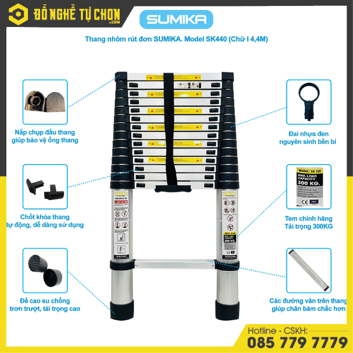 Thang Nhôm Rút Đơn 4.4m Sumika SK440