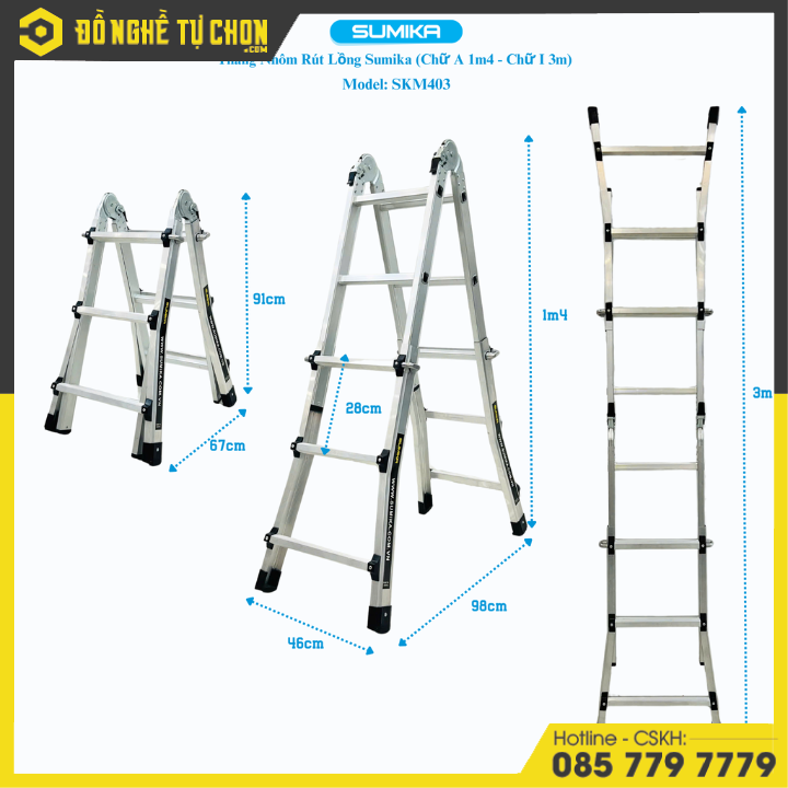 Thang Nhôm Trượt Chữ A SUMIKA SKM403