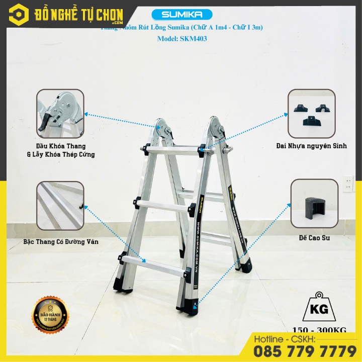 Thang Nhôm Trượt Chữ A SUMIKA SKM403
