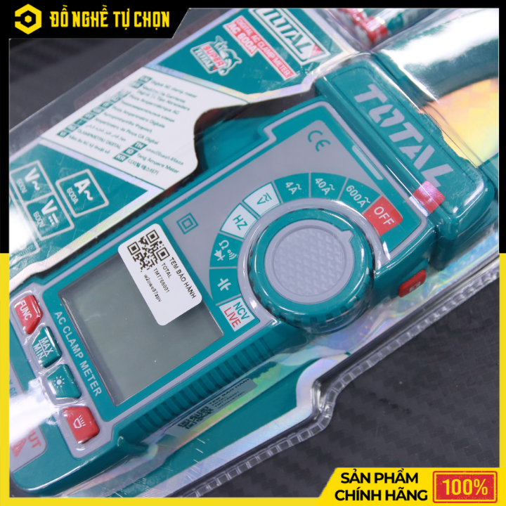 Ampe Kìm Điện Tử Total TMT766001 – True RMS – Đo Dòng AC 600A, Áp 600V – NCV, Giữ Dữ Liệu, Đèn Pin – Hàng Chính Hãng Có VAT