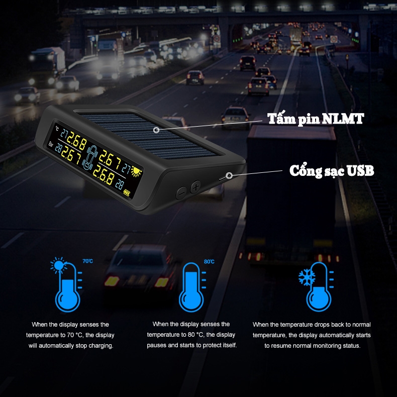 Cảm Biến Áp Suất Lốp Ô Tô TPMS Cao Cấp CareUD T882 (2 phiên bản, Gắn Trong hoặc Gắn Ngoài)