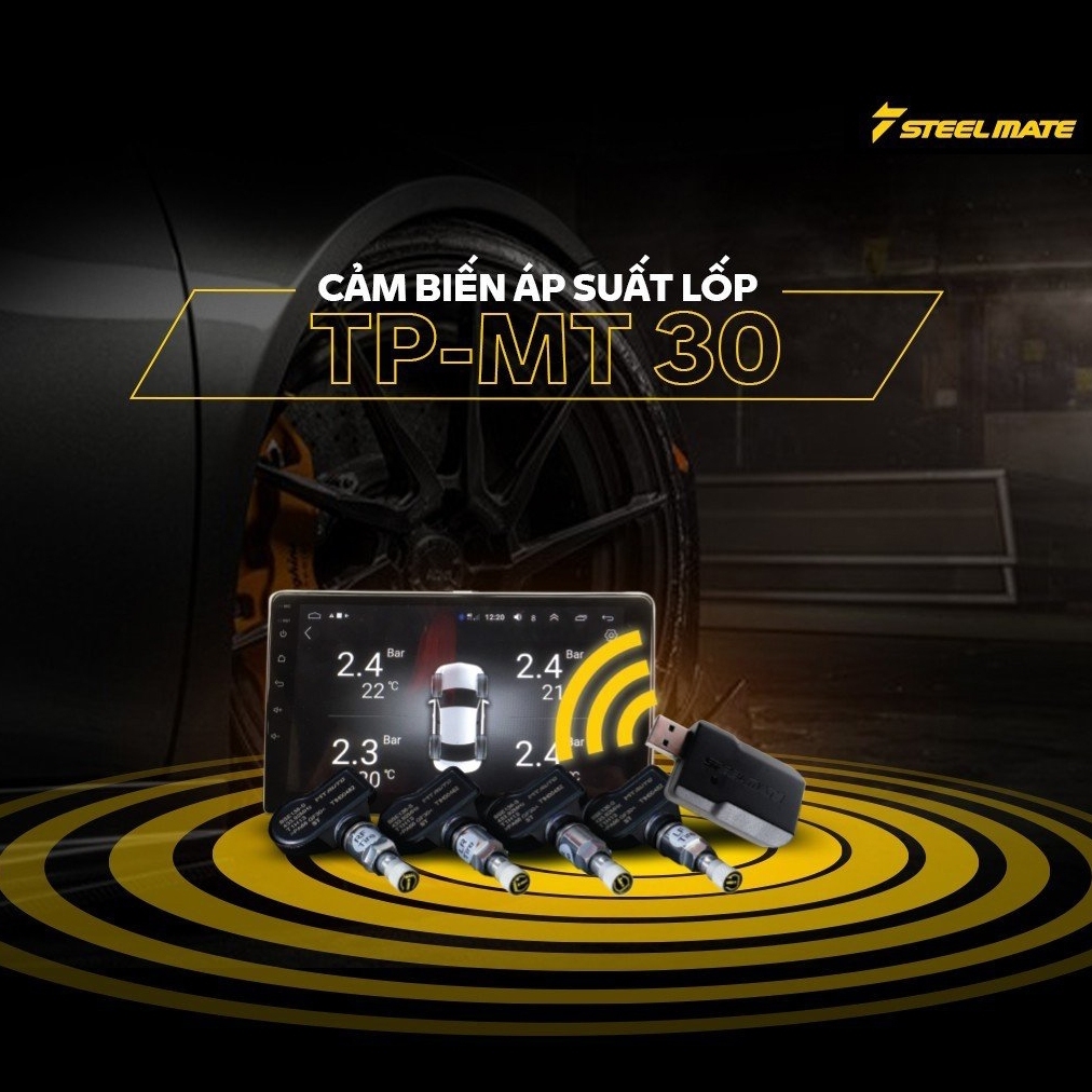 Cảm Biến Áp Suất Lốp ÔTô TPMS Cao Cấp STEELMATE TP-MT30 Kết Nối Màn Hình Android - Hàng Chính Hãng