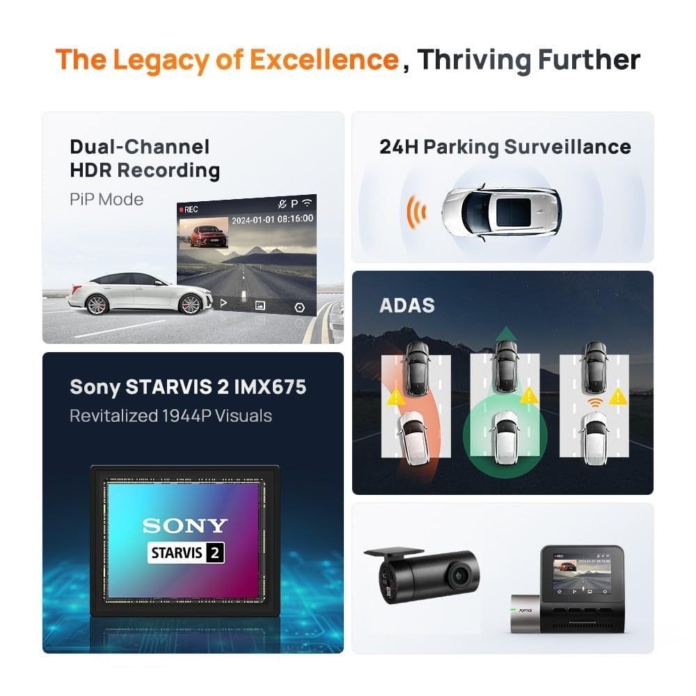 Camera Hành Trình 70mai A510 Ghi Hình Đồng Thời 2 Kênh Trước Sau Chất Lượng 3K HDR (Bản Quốc Tế)