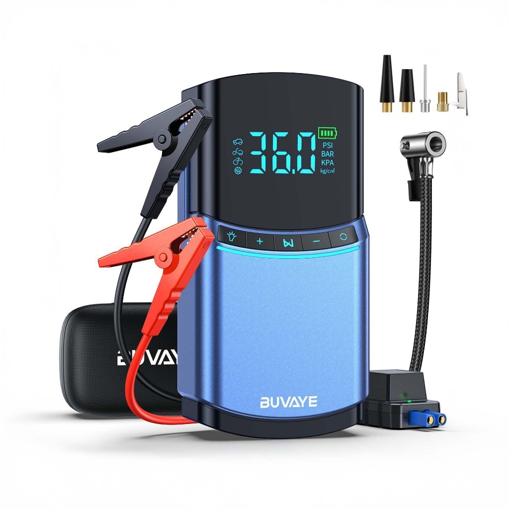 Bộ Kích Nổ Ô Tô Kiêm Bơm Lốp Đa Năng Buwei Cao Cấp Sạc Dự Phòng 12.000mAh (hàng chính hãng)