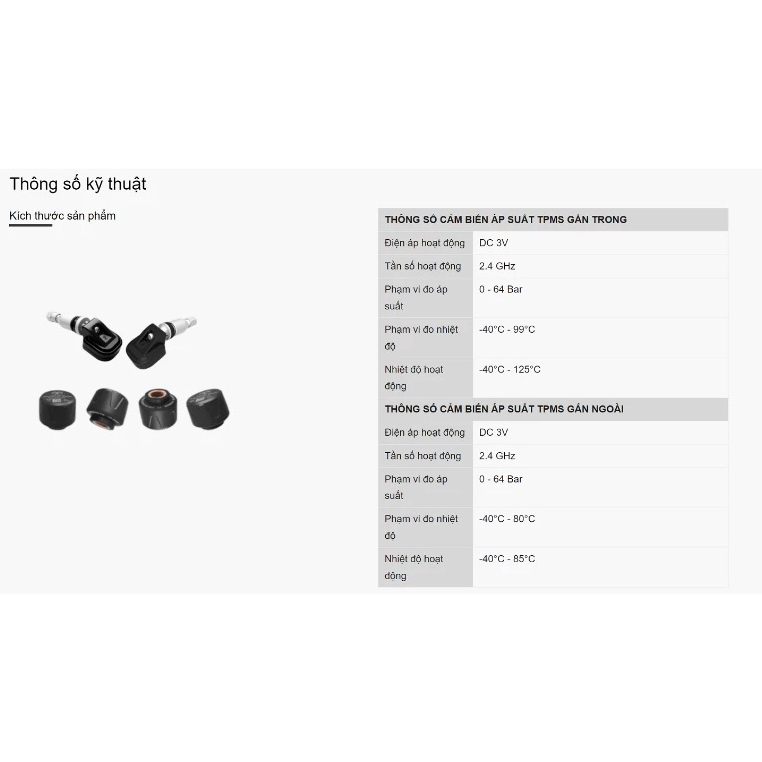 Cảm Biến Áp Suất Lốp Vietmap BT10 Bluetooth 5.0 Kết nối Android Box / Màn Hình Android / Điện Thoại