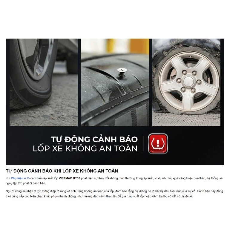 Cảm Biến Áp Suất Lốp Vietmap BT10 Bluetooth 5.0 Kết nối Android Box / Màn Hình Android / Điện Thoại
