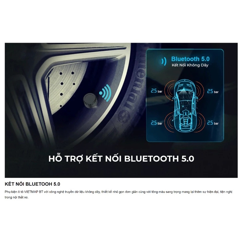 Cảm Biến Áp Suất Lốp Vietmap BT10 Bluetooth 5.0 Kết nối Android Box / Màn Hình Android / Điện Thoại