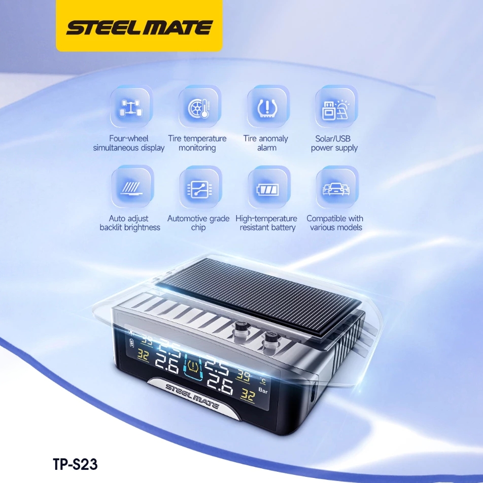 Cảm Biến Áp Suất Lốp Ô Tô STEELMATE TP-S23 Cao Cấp Gắn Van Ngoài (Mẫu Mới 2025, Hàng Chính Hãng)