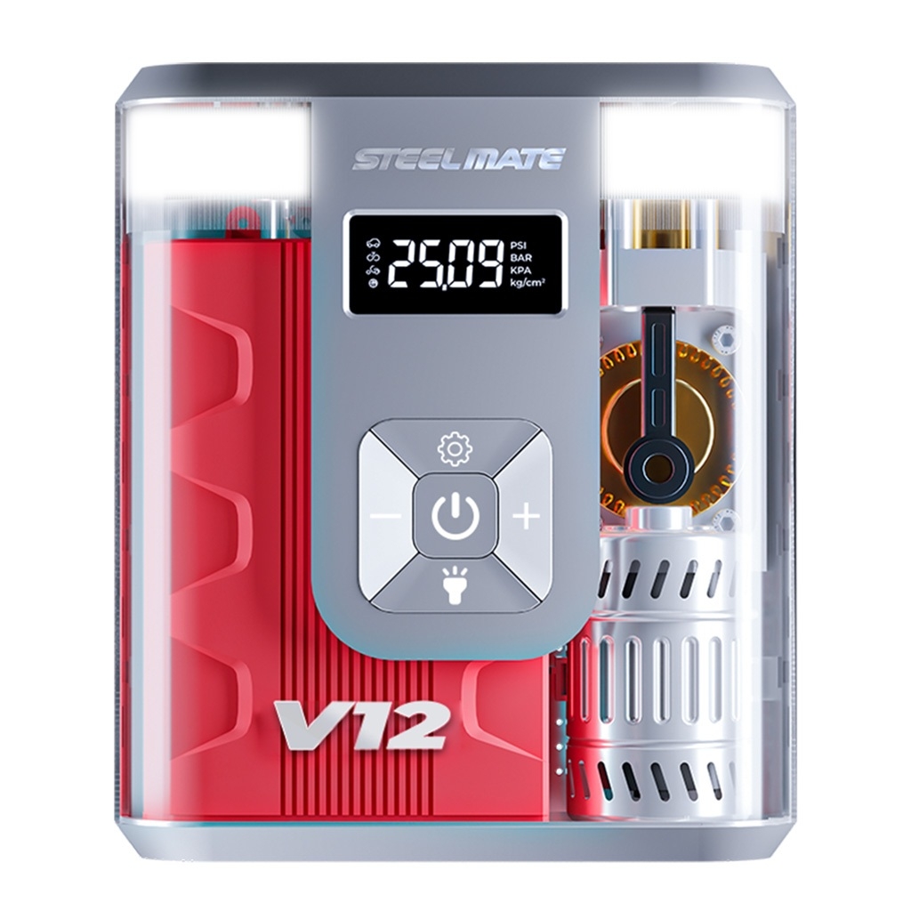 Bộ Kích Nổ Ô Tô Kiêm Bơm Lốp Đa Năng STEELMATE V12 Cao Cấp Kiêm Sạc Dự Phòng (hàng chính hãng)