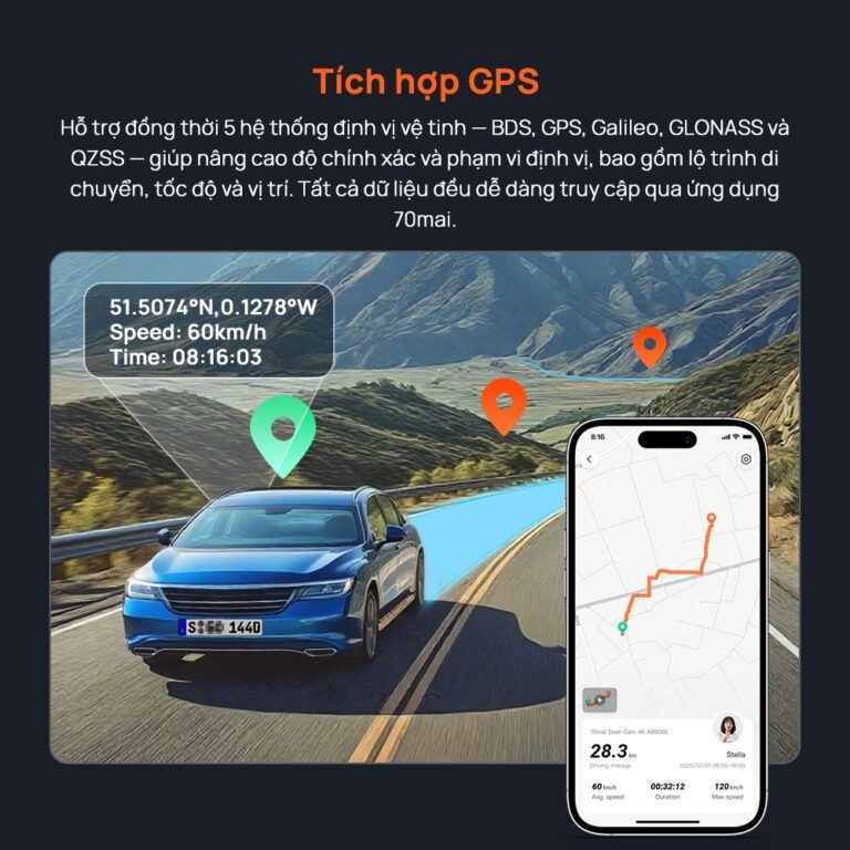 Camera Hành Trình 70mai A800SE Ghi Hình 2 Kênh Trước Sau Chất Lượng 4K UHD HDR (Bản Quốc Tế 2025)