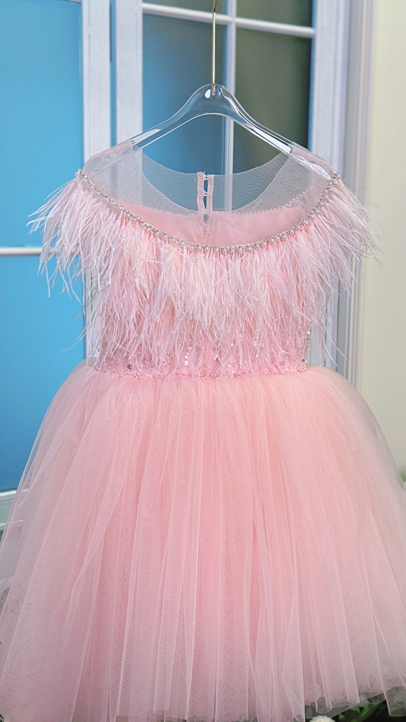 Váy Công Chúa Cao Cấp Dự Tiệc Hồng Pastel Yêu Kiều Cho Bé