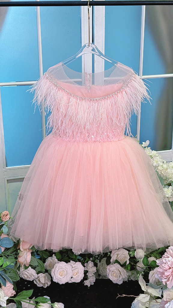 Váy Công Chúa Cao Cấp Dự Tiệc Hồng Pastel Yêu Kiều Cho Bé