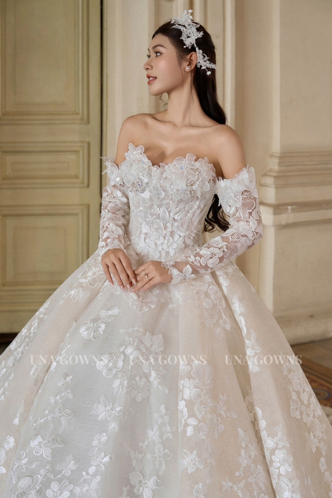 VÁY CƯỚI THIẾT KẾ 2IN1 CAO CẤP MÀU ÁNH HỒNG NGỌT NGÀO VÀ ẤN TƯỢNG