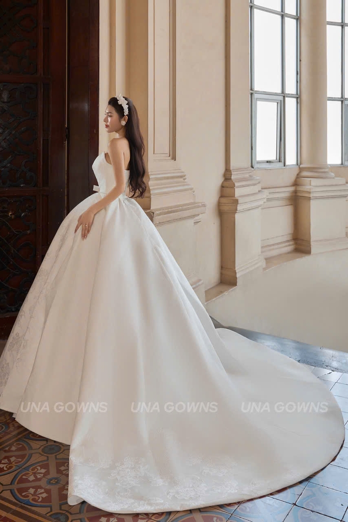 Váy Cưới Satin Gân Nổi Cao Cấp CD36 - UNA GOWNS