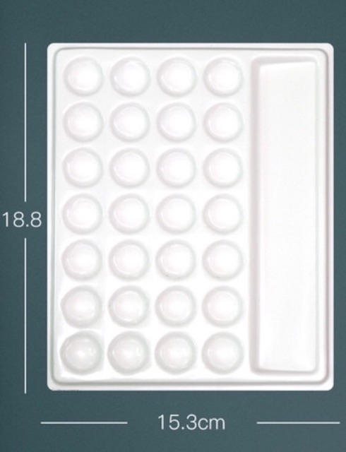 Khay pha màu Palette hoa, hình sóng & 28 ô vẽ màu nước