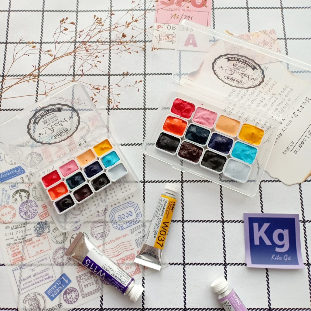 Màu nước Holbein Pocket set đặc biệt 12 Nanakami Yufushi Lemon Shigure Higuchi 24 Botanical 48 mix