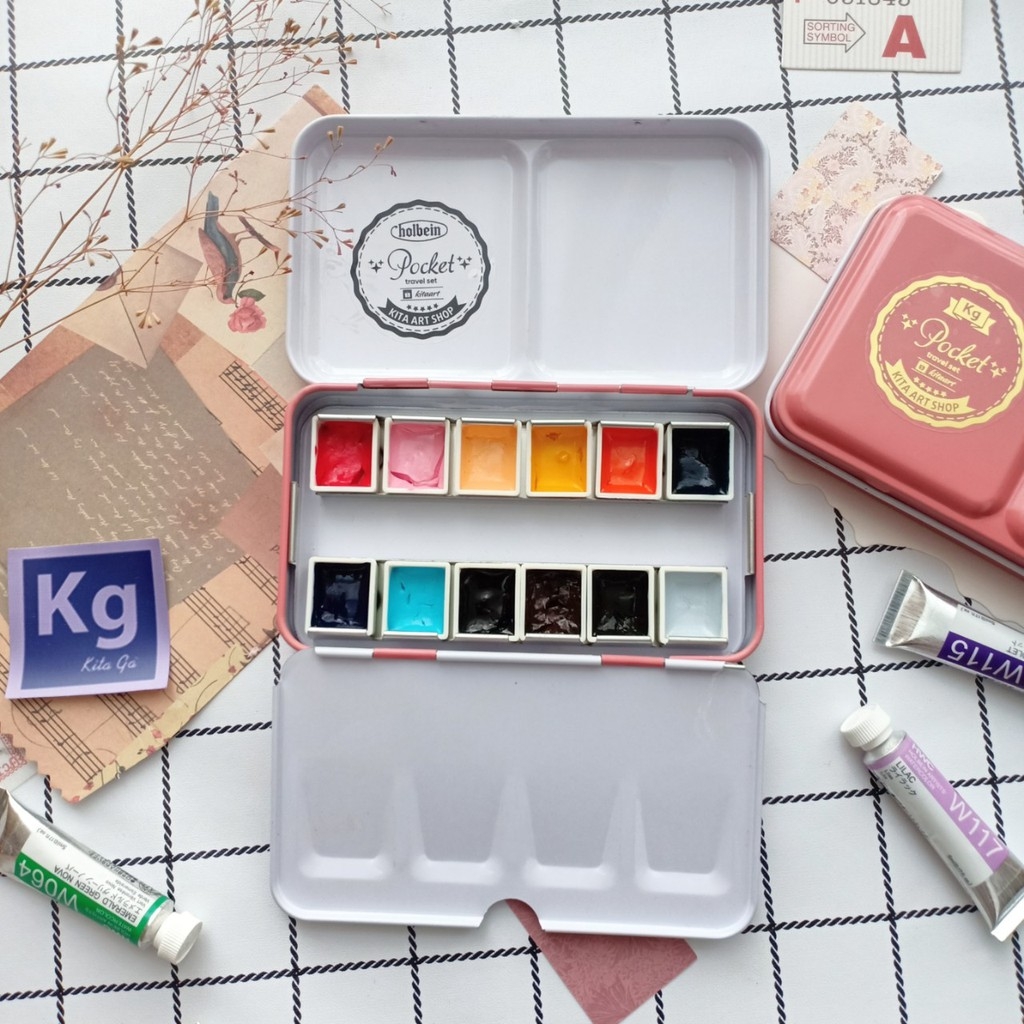 Màu nước Holbein Pocket set đặc biệt 12 Nanakami Yufushi Lemon Shigure Higuchi 24 Botanical 48 mix
