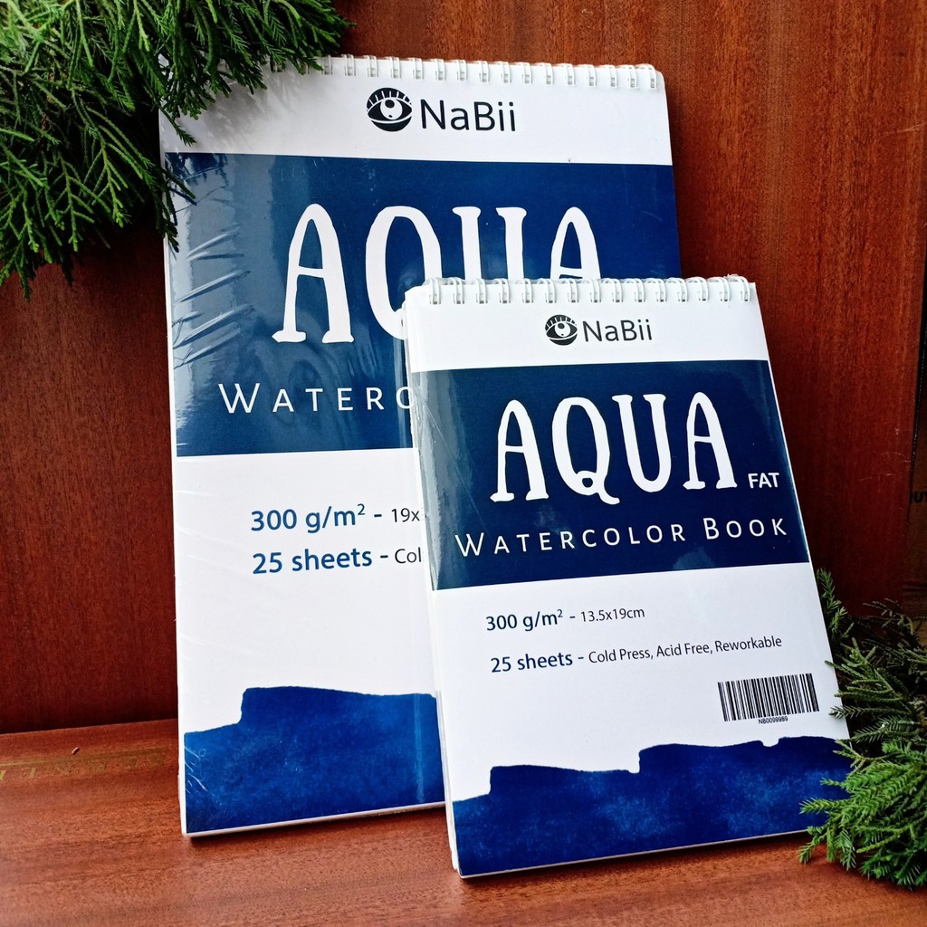 Giấy vẽ màu nước hãng Nabii AQUA Fat 300gsm sổ vẽ A4 A5 IMASketchbook 32t 160gsm