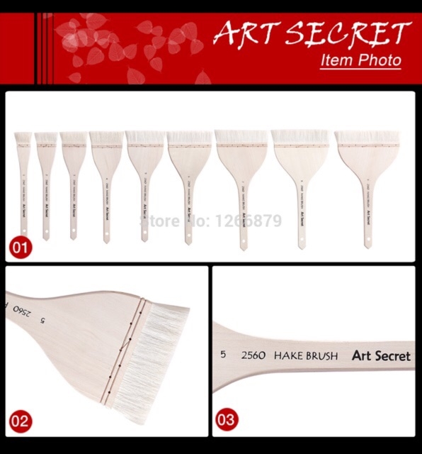 Cọ Mảng Art Secret lông dê thân gỗ cán dài