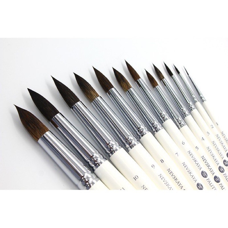 Cọ vẽ lông chồn Kolinsky lông sóc cao cấp Nevskaya palitra Nga vẽ màu nước acrylic sơn dầu vẽ nail (hãng Whitenights)