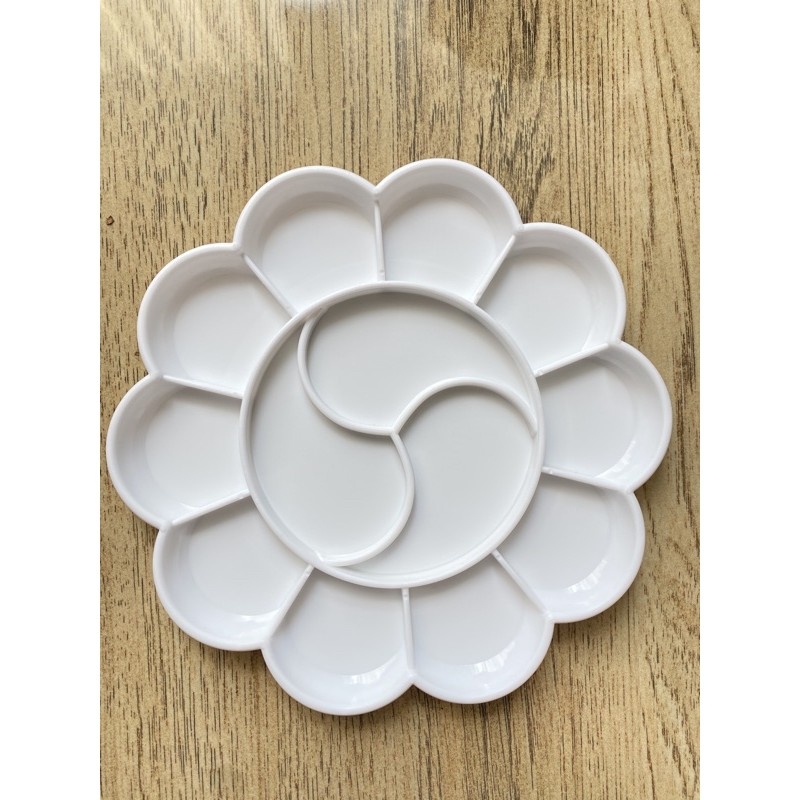 Khay pha màu Palette hoa, hình sóng & 28 ô vẽ màu nước