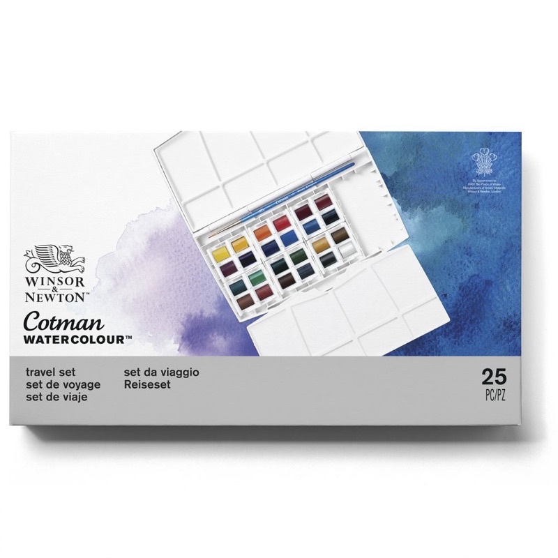 Set màu Winsor & Newton Cotman 24 màu kèm cọ và khay pha màu