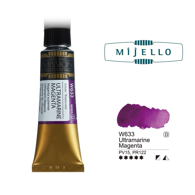 ✨Mijello 15ml✨P2 Tone đỏ hồng tím Màu nước tuýp lẻ 15ml Mijello Mission Gold Hàn Quốc