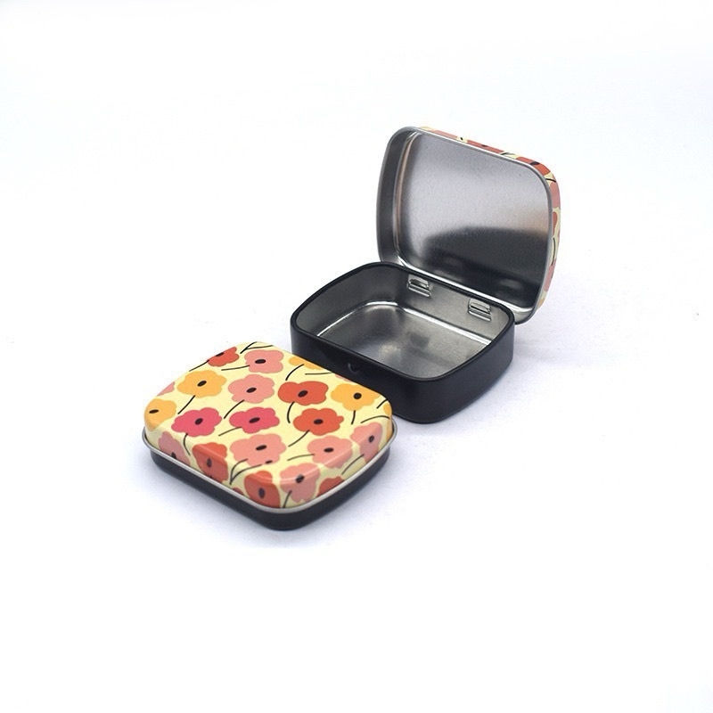 Hộp thiếc mini nhỏ Trắng Đen hoạ tiết đựng pan màu đựng đồ đa năng