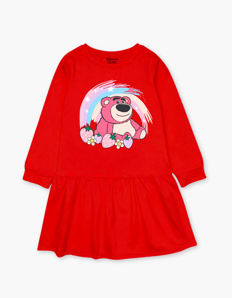 Váy bé gái mùa thu tay dài Gấu dâu Lotso